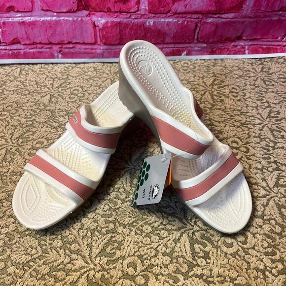 CROCS Shoes - NEW Crocs 3 Inch Healed Sandals Womens Size 11 Mauve White